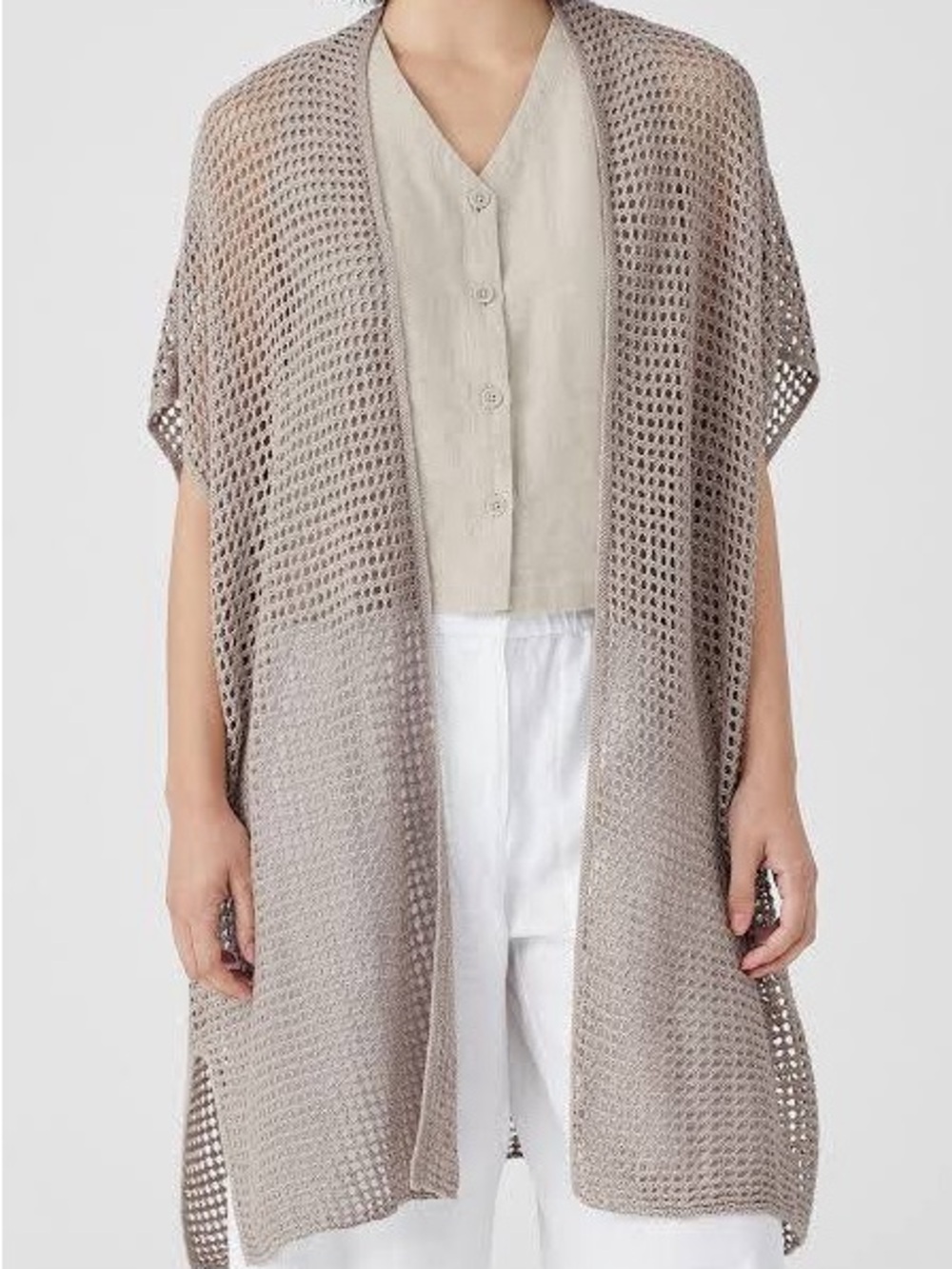 NWOT Eileen Fisher Organic Linen Délavé Long Cardigan. Size 1X -2X